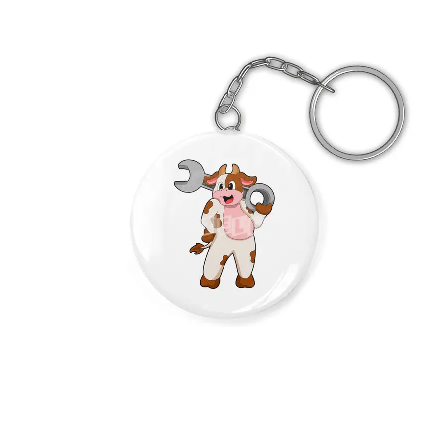 Cow as Mechanic with Wrench Anahtarlık