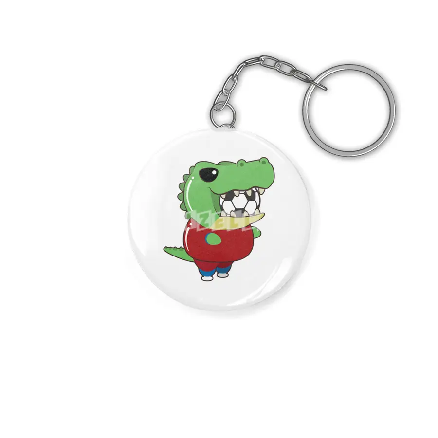 Crocodile as Soccer player with Soccer ball Anahtarlık