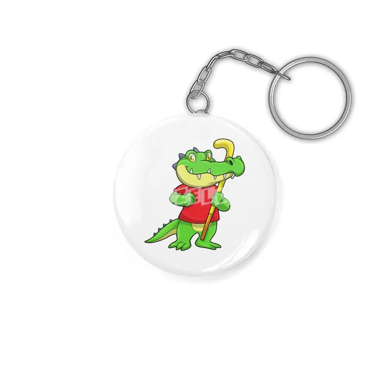 Crocodile at Field hockey with Hockey stick Anahtarlık