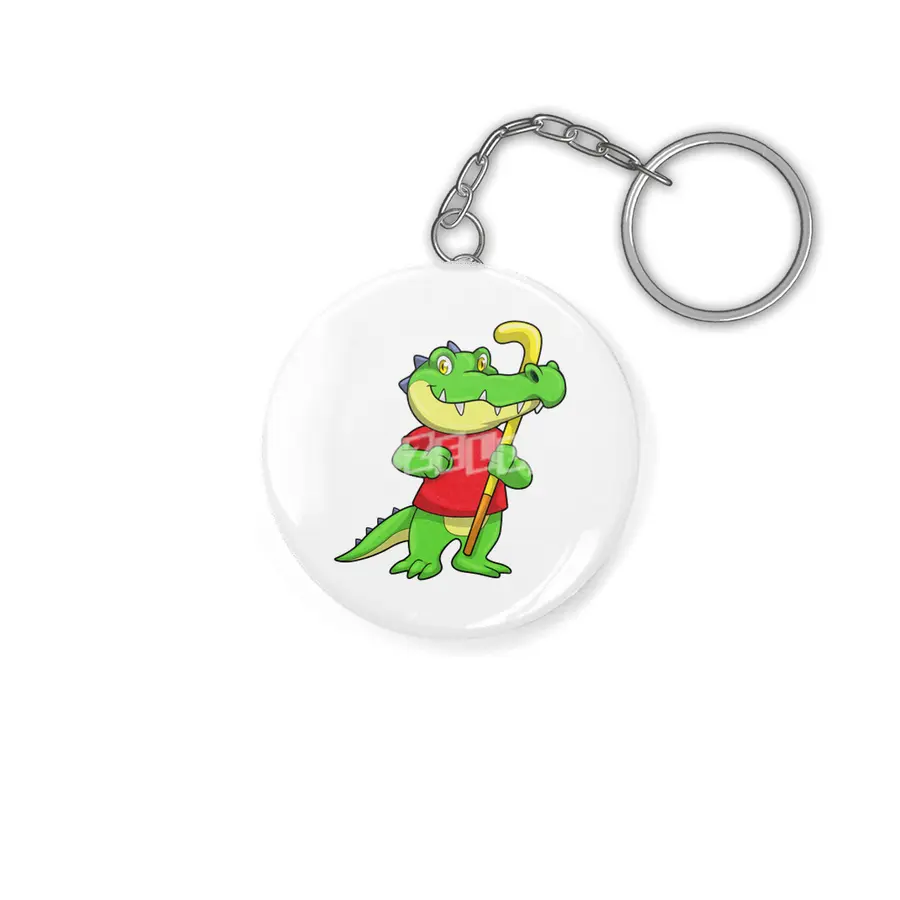 Crocodile at Field hockey with Hockey stick Anahtarlık