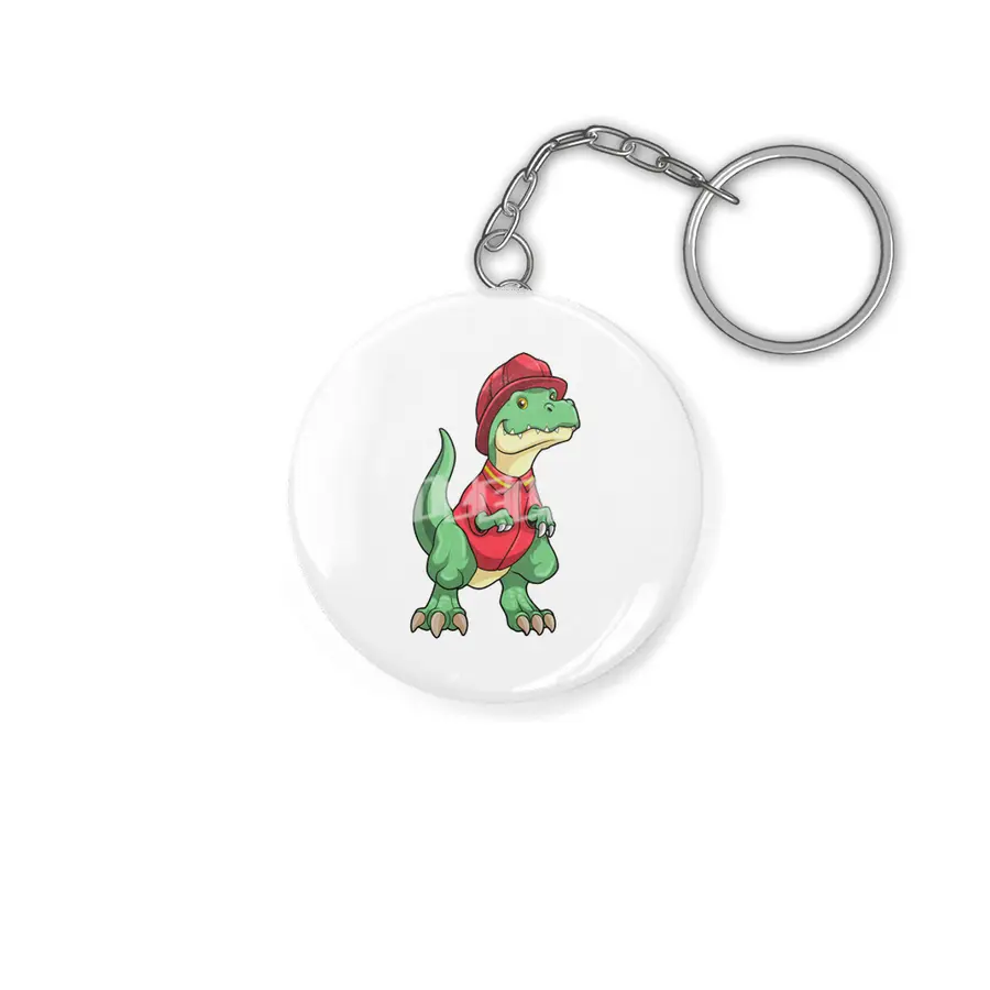 Dinosaur as Firefighter with Fire helmet Anahtarlık
