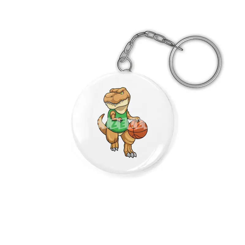 Dinosaur at Sports with Basketball Anahtarlık