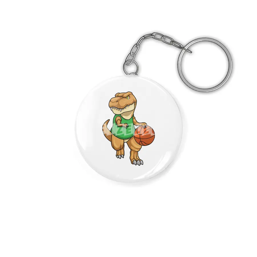 Dinosaur at Sports with Basketball Anahtarlık