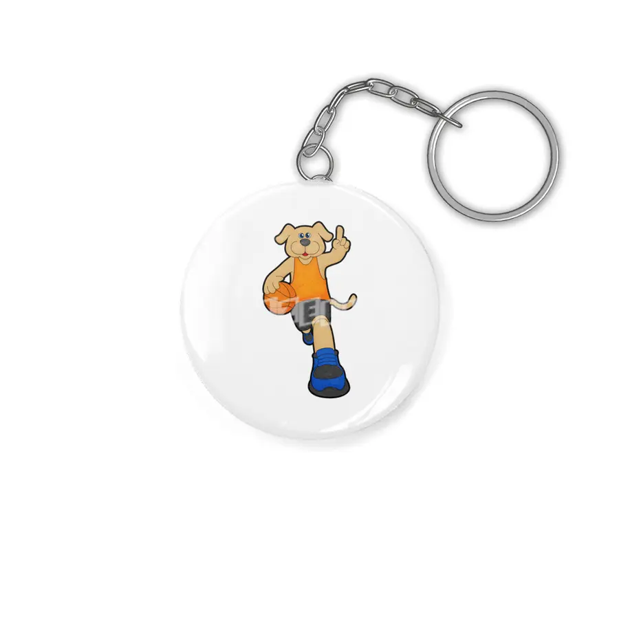 Dog as Basketball player with Basketball Anahtarlık