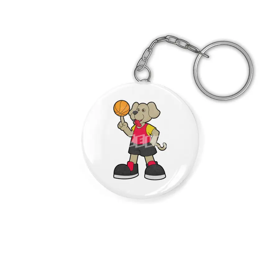 Dog as Basketball player with Basketball Anahtarlık