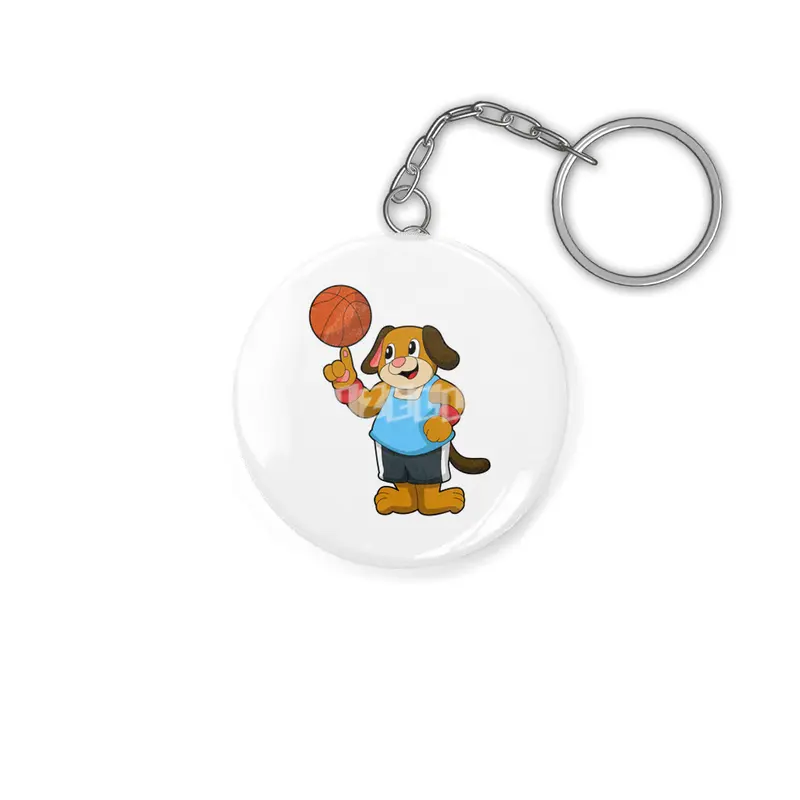 Dog as Basketball player with Basketball Anahtarlık