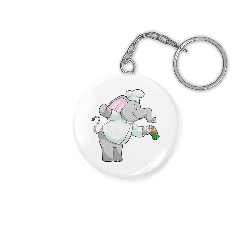 Elephant as Chef with Salt shaker Anahtarlık