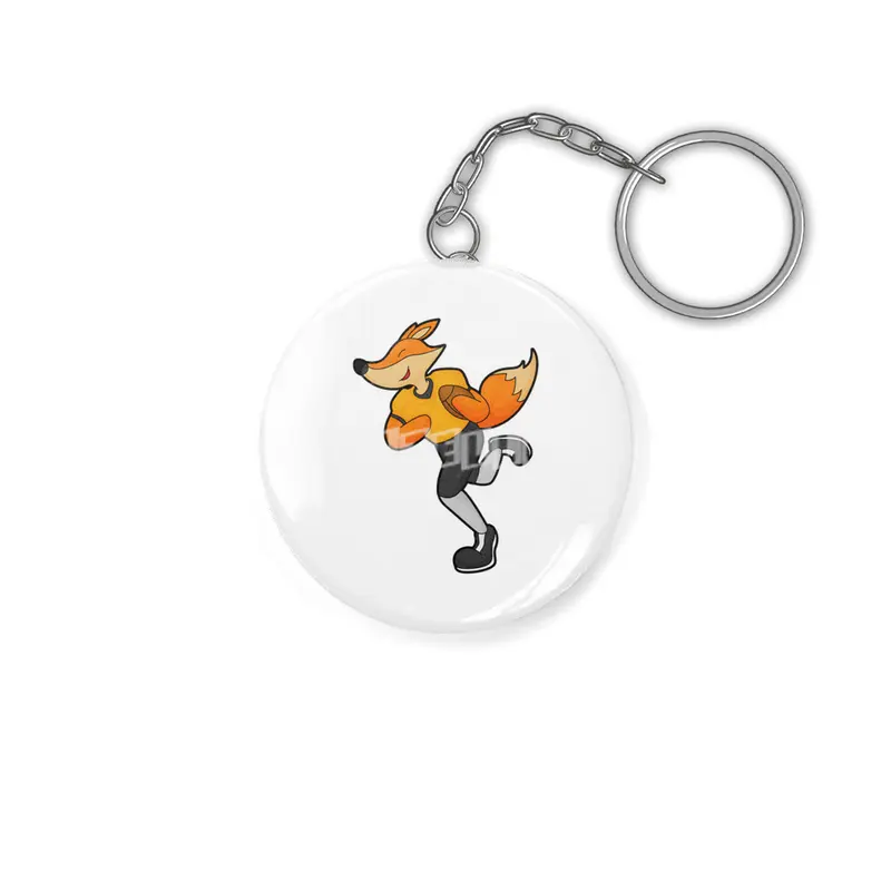 Fox as Football player with Football Anahtarlık