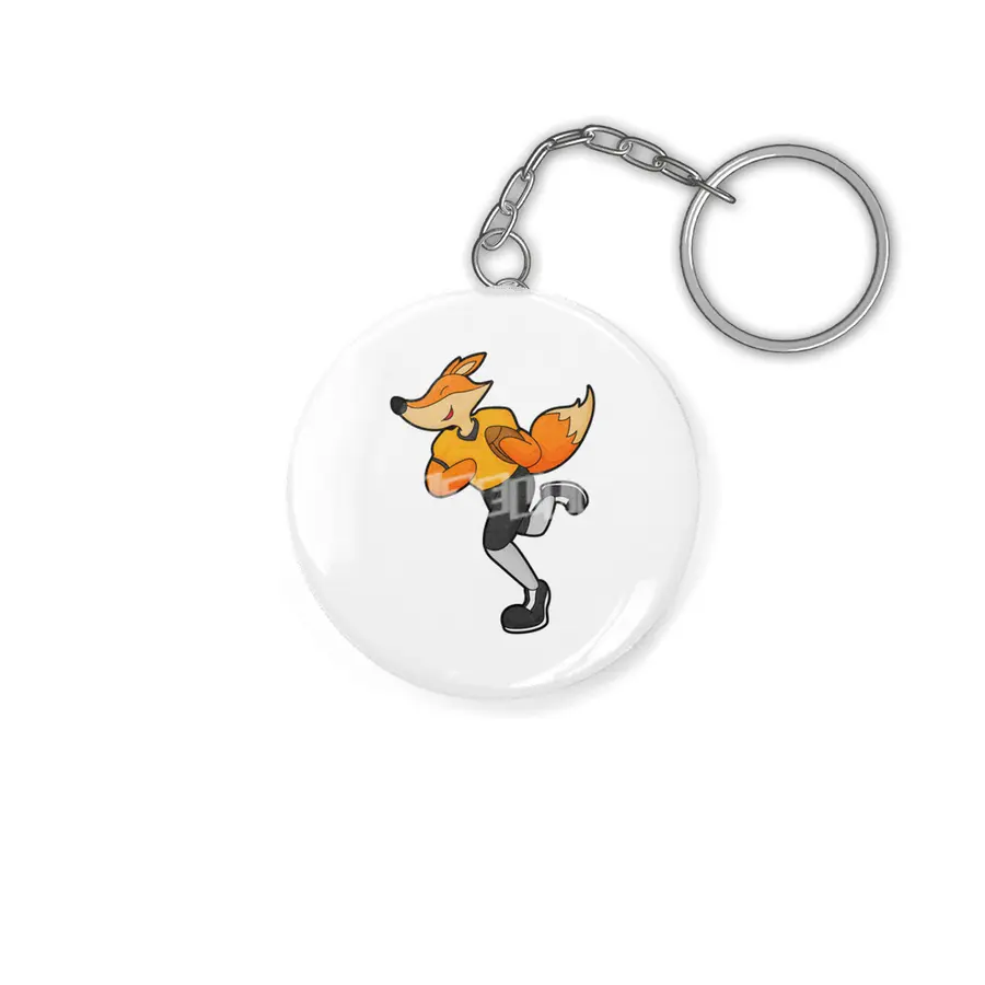 Fox as Football player with Football Anahtarlık