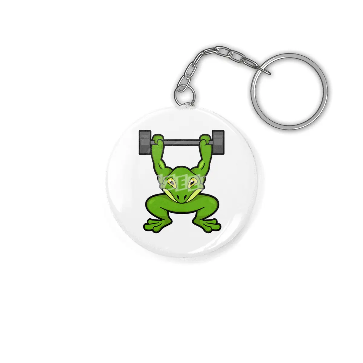 Frog at Bodybuilding with Barbell Anahtarlık