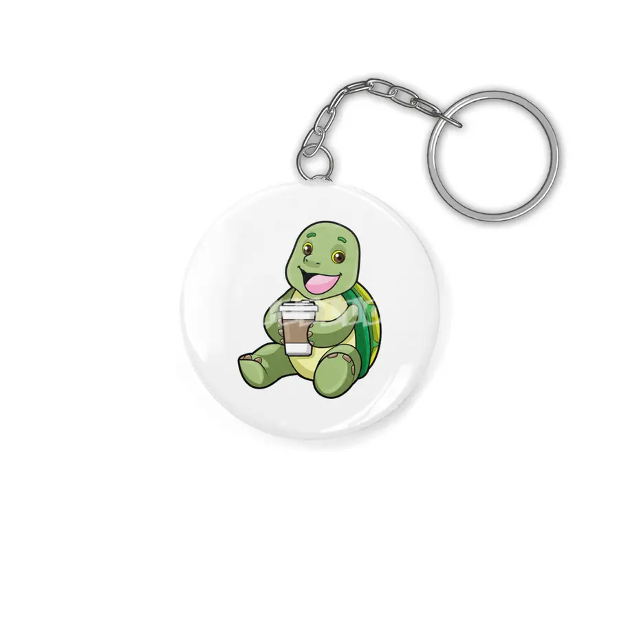 Turtle with Shell & Coffee to go Anahtarlık