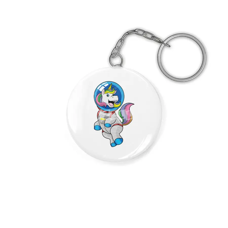 Unicorn as Astronaut in Space Anahtarlık