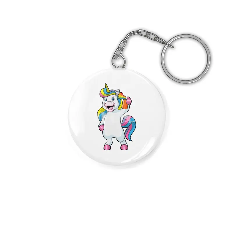 Unicorn as Hairdresser with Hairspray Anahtarlık
