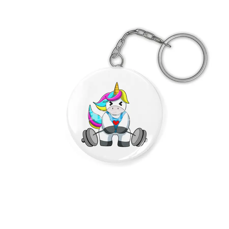 Unicorn at Strength training with Dumbbell Anahtarlık