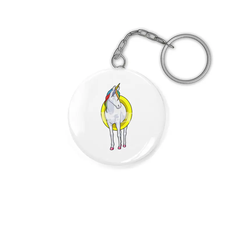 Unicorn at Swimming with Swim ring Anahtarlık