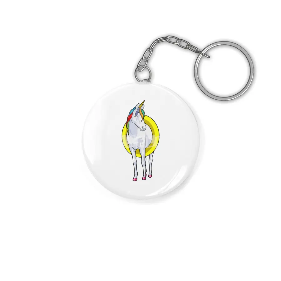 Unicorn at Swimming with Swim ring Anahtarlık