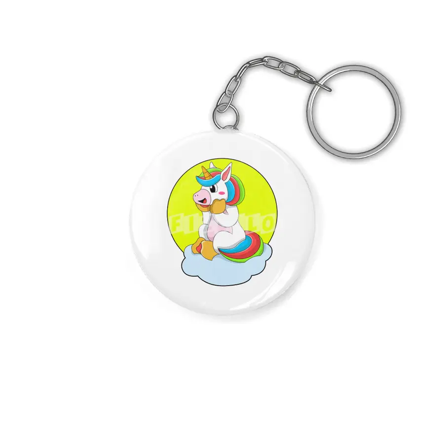 Unicorn with Cloud & Sun Anahtarlık