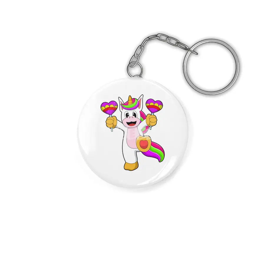 Unicorn with Hearts Anahtarlık