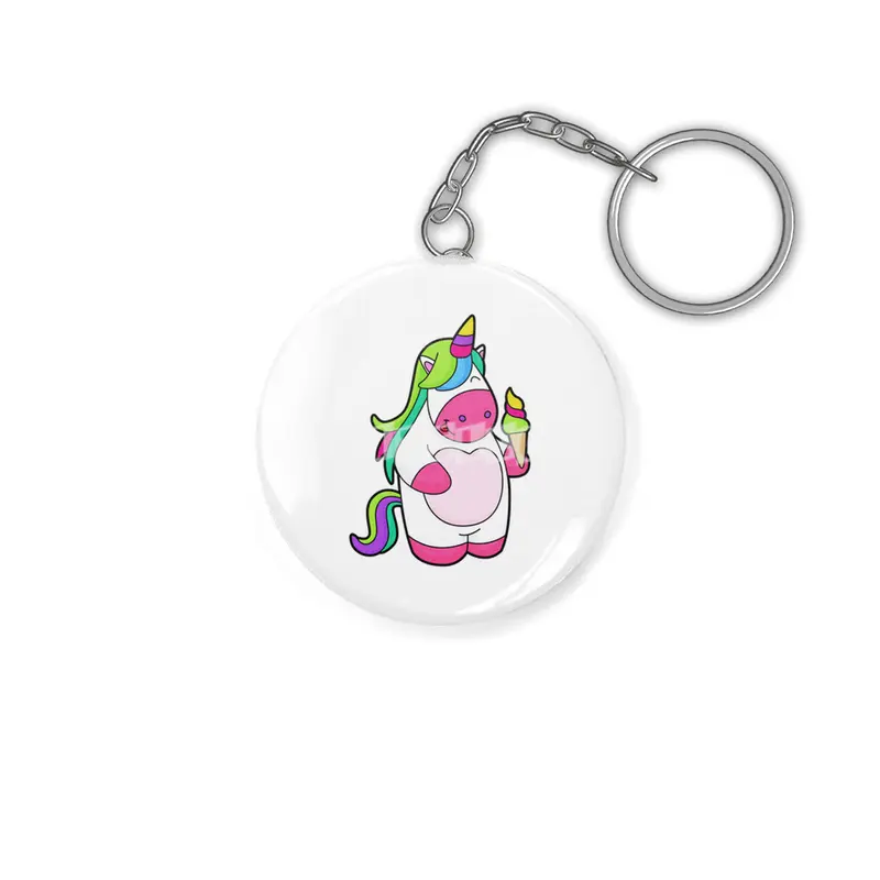 Unicorn with Waffle Ice cream Anahtarlık