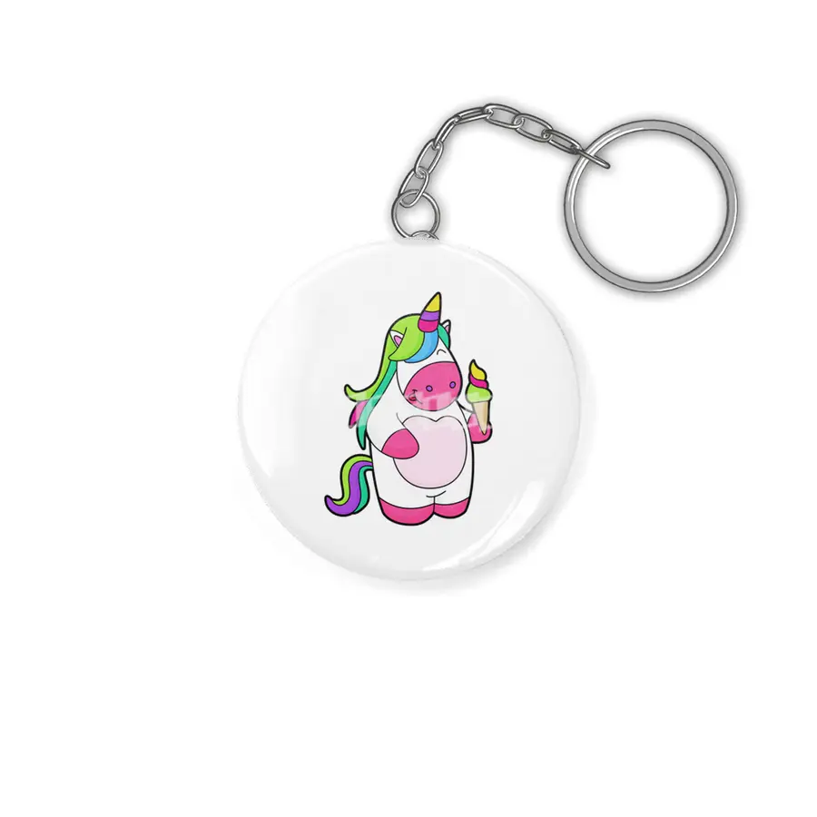 Unicorn with Waffle Ice cream Anahtarlık