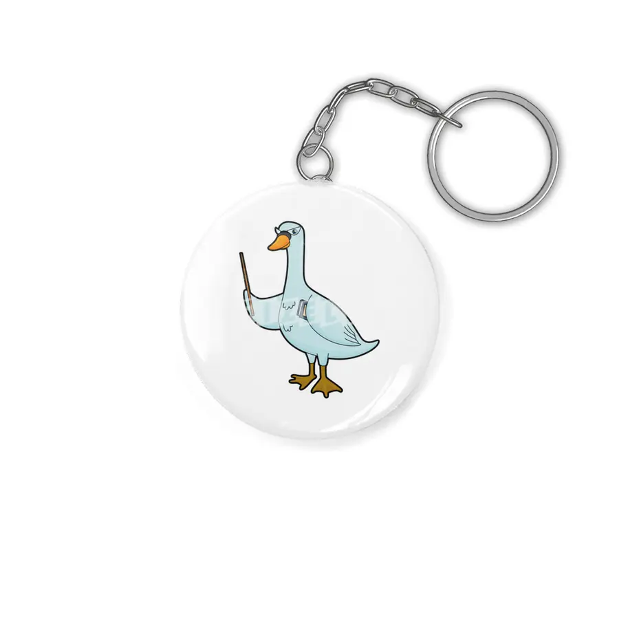 Swan as Teacher with Book & Pointer Anahtarlık