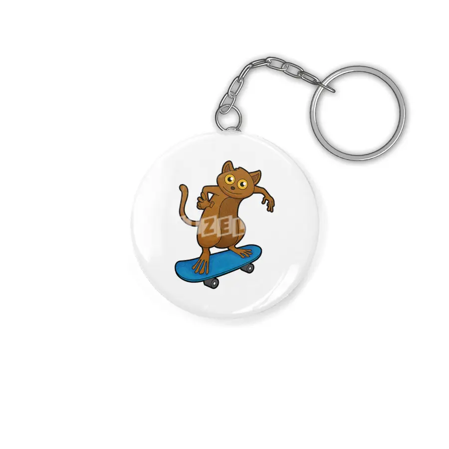 Tarsier as Skater with Skateboard Anahtarlık