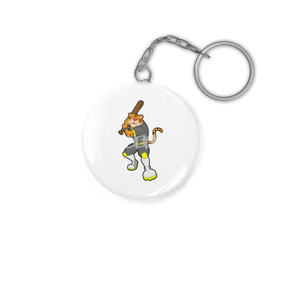 Tiger as Baseball player with Baseball bat Anahtarlık
