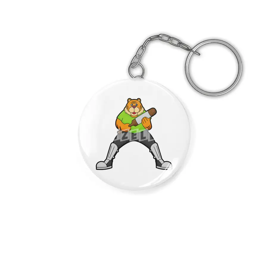 Tiger at Cricket with Cricket bat Anahtarlık