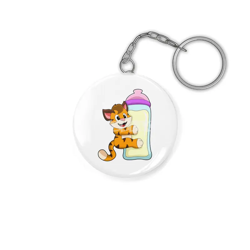 Tiger with Baby bottle of Milk Anahtarlık