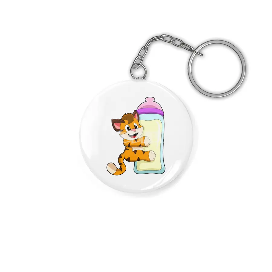 Tiger with Baby bottle of Milk Anahtarlık