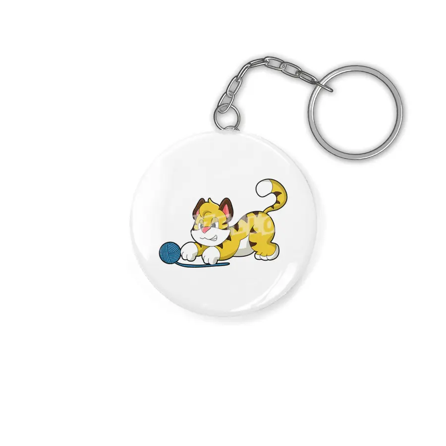 Tiger with Woll yarn ball Anahtarlık