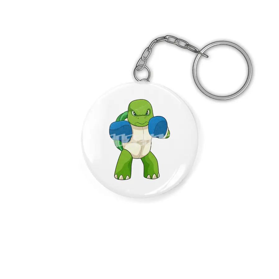 Turtle as Boxer with Boxing gloves Anahtarlık