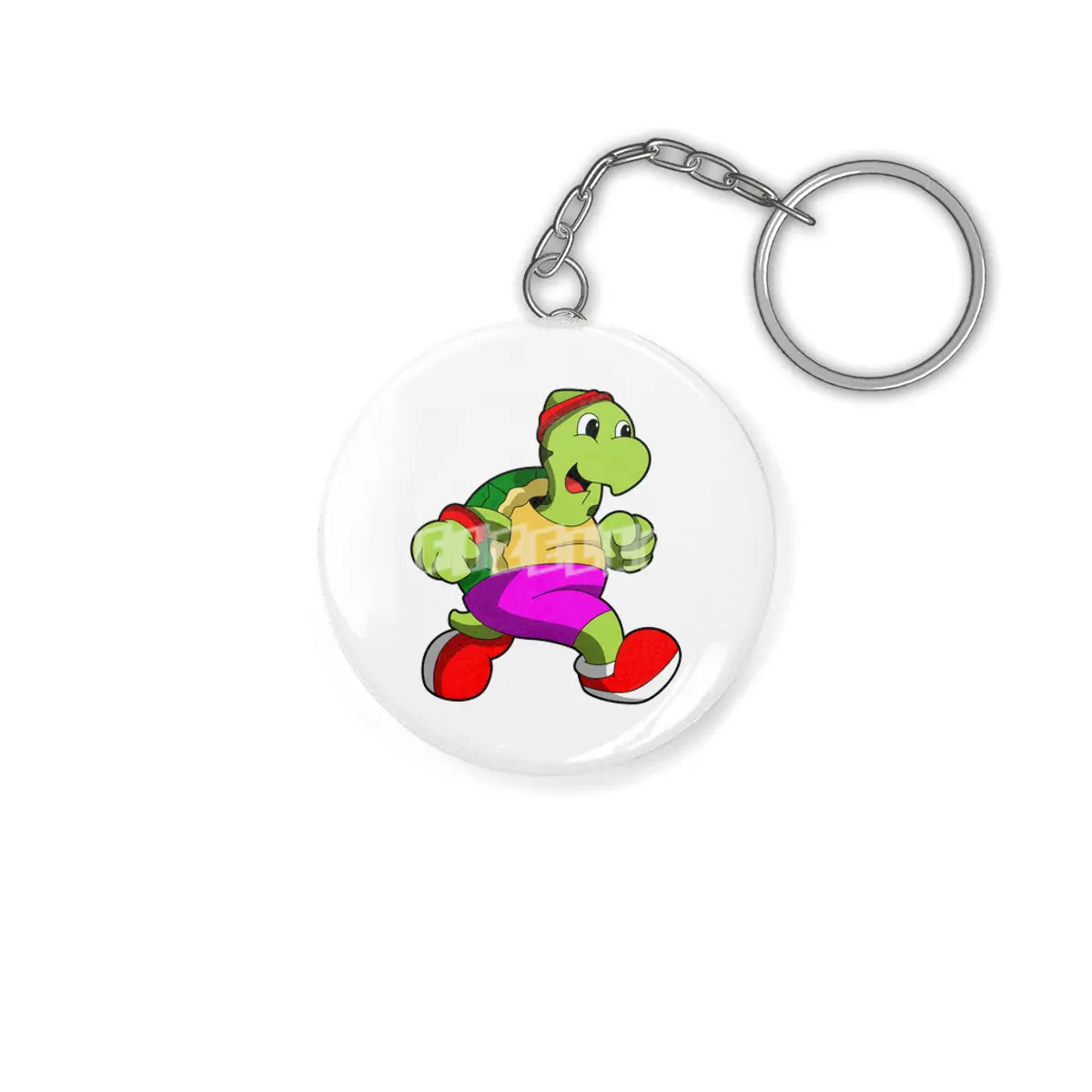 Turtle as Jogger with Headband Anahtarlık