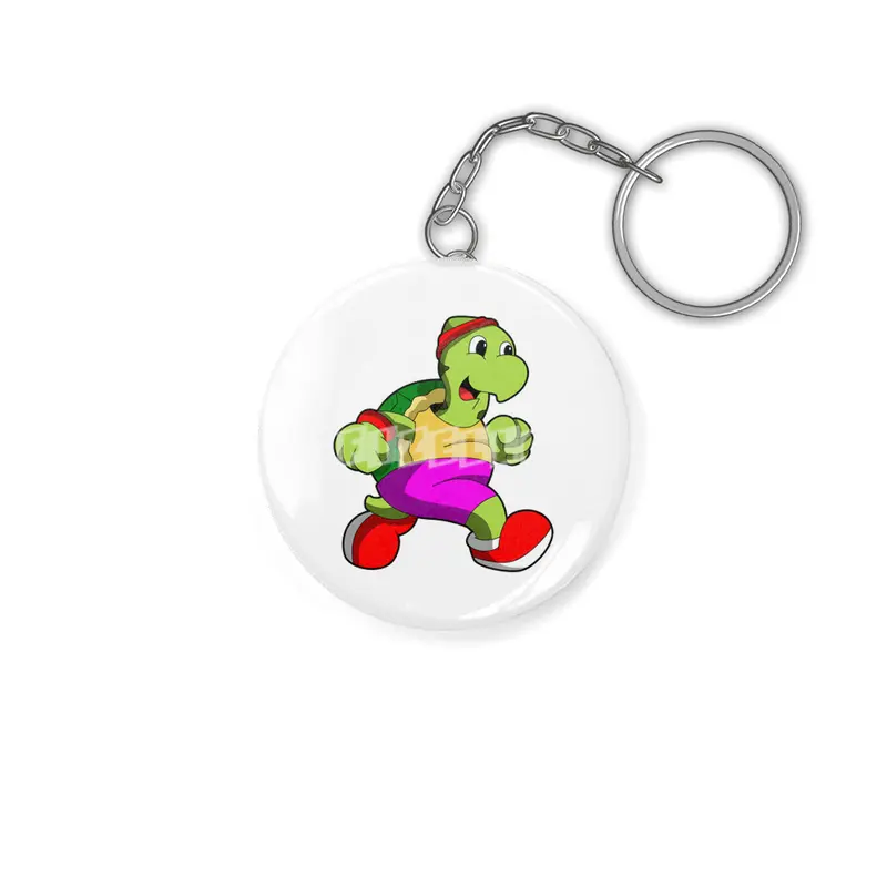Turtle as Jogger with Headband Anahtarlık