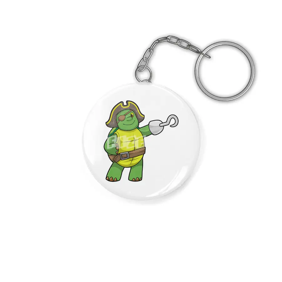 Turtle as Pirate with Hooked hand & Eye patch Anahtarlık