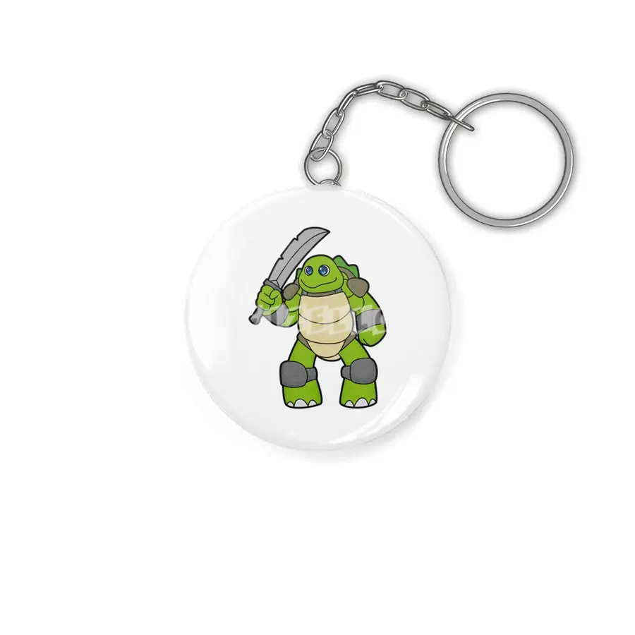 Turtle as Warrior with Sword Anahtarlık