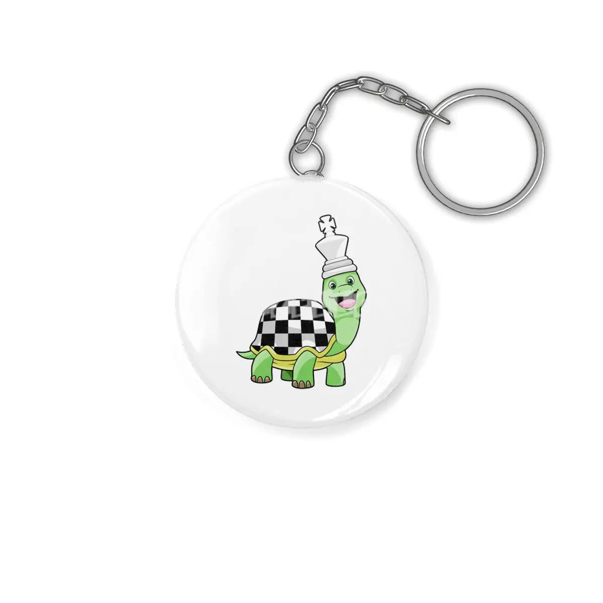 Turtle at Chess with Chess board & King Anahtarlık