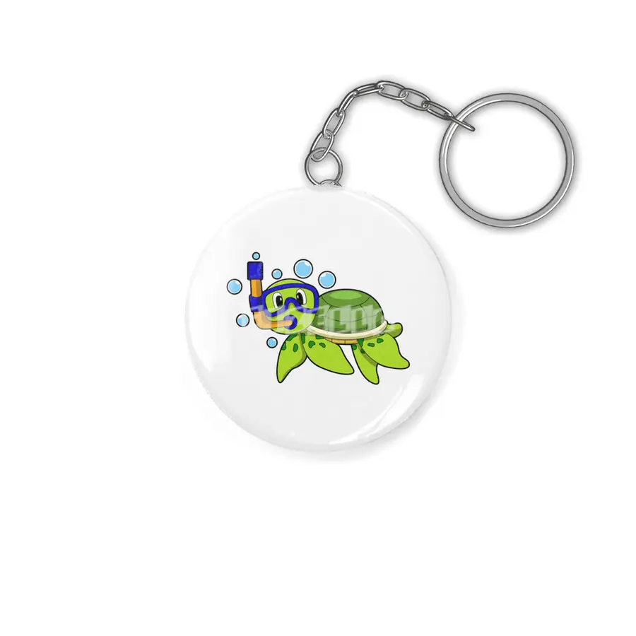 Turtle at Diving with Snorkel Anahtarlık