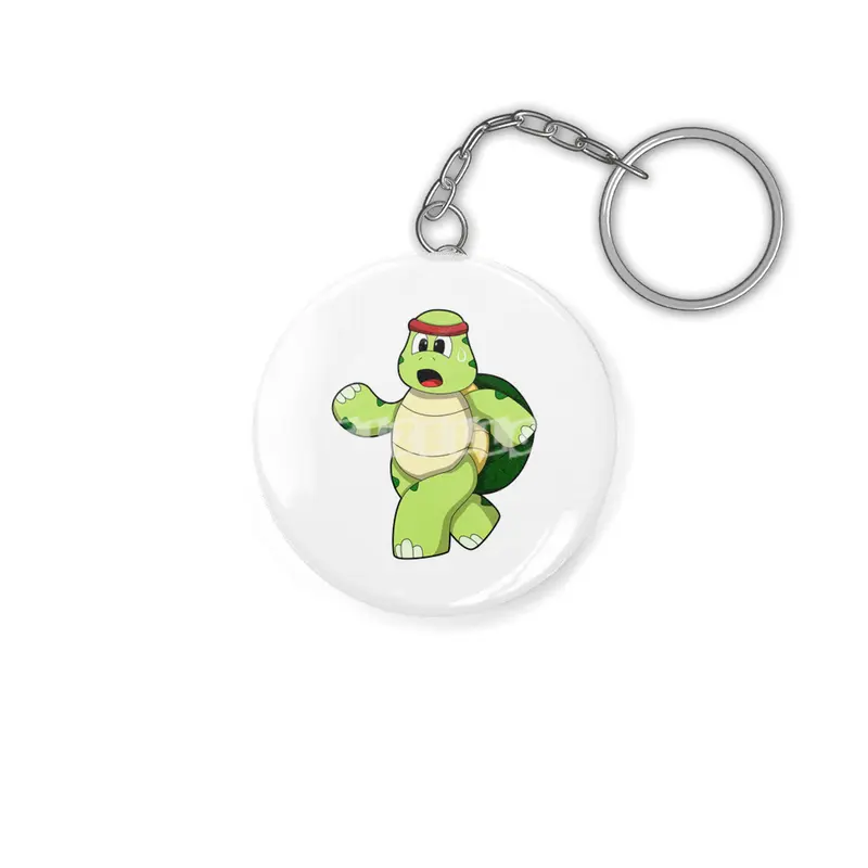 Turtle at Running with Headband Anahtarlık