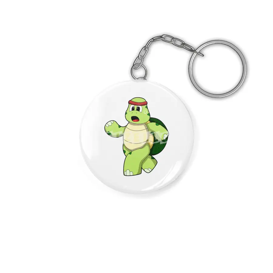 Turtle at Running with Headband Anahtarlık
