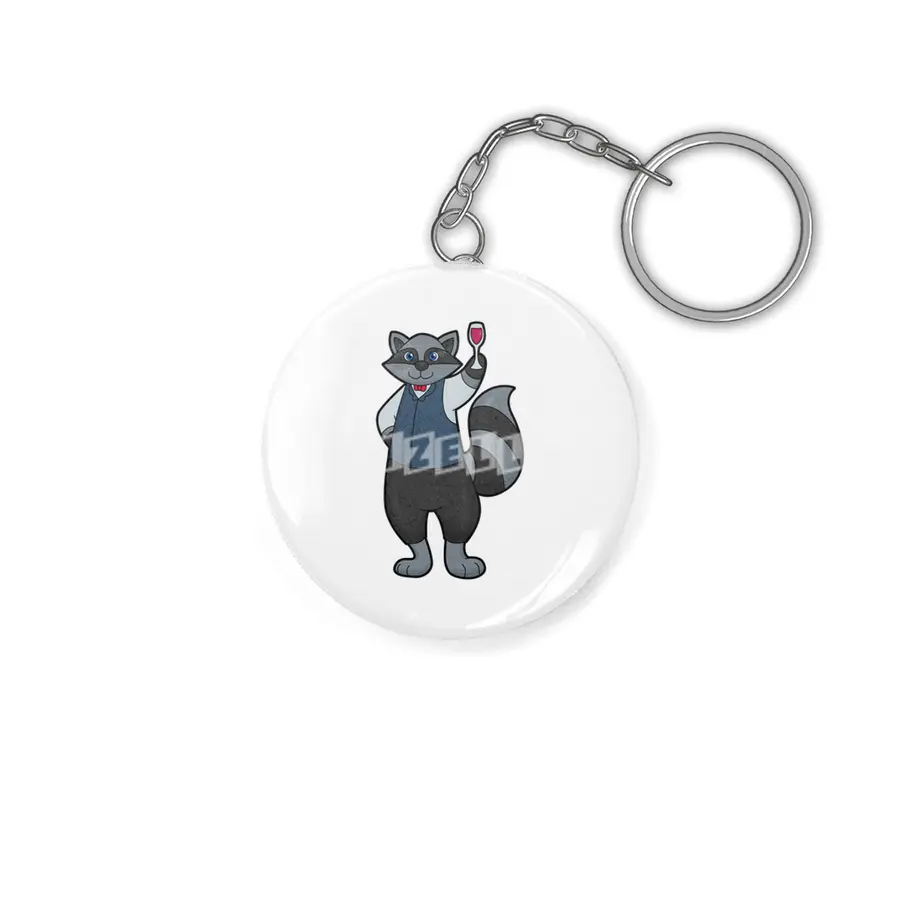 Raccoon with Wine glass Anahtarlık