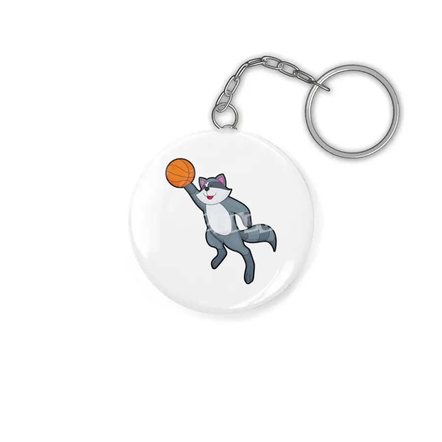 Racoon as Basketball player with Basketball Anahtarlık