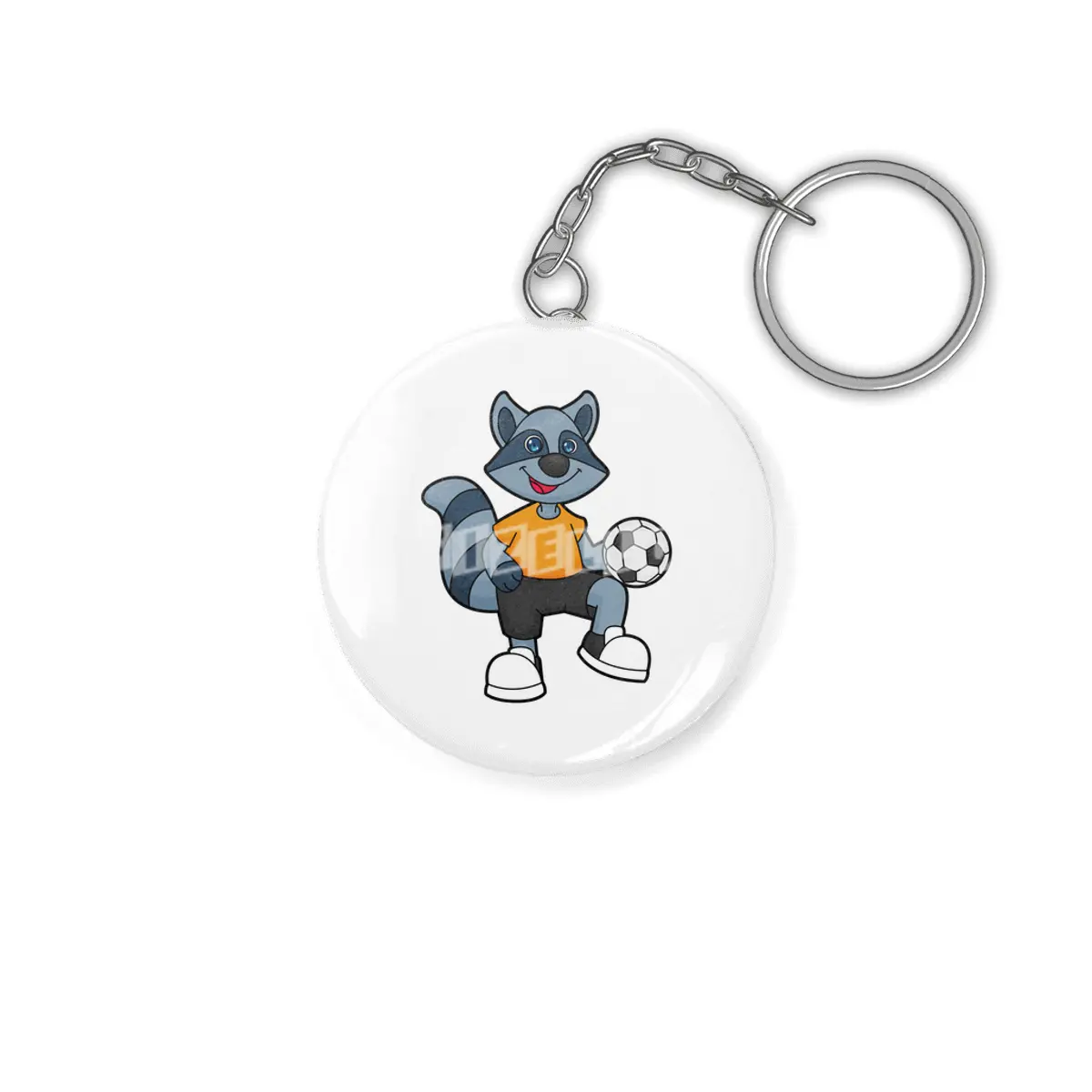 Racoon as Soccer player with Soccer ball Anahtarlık