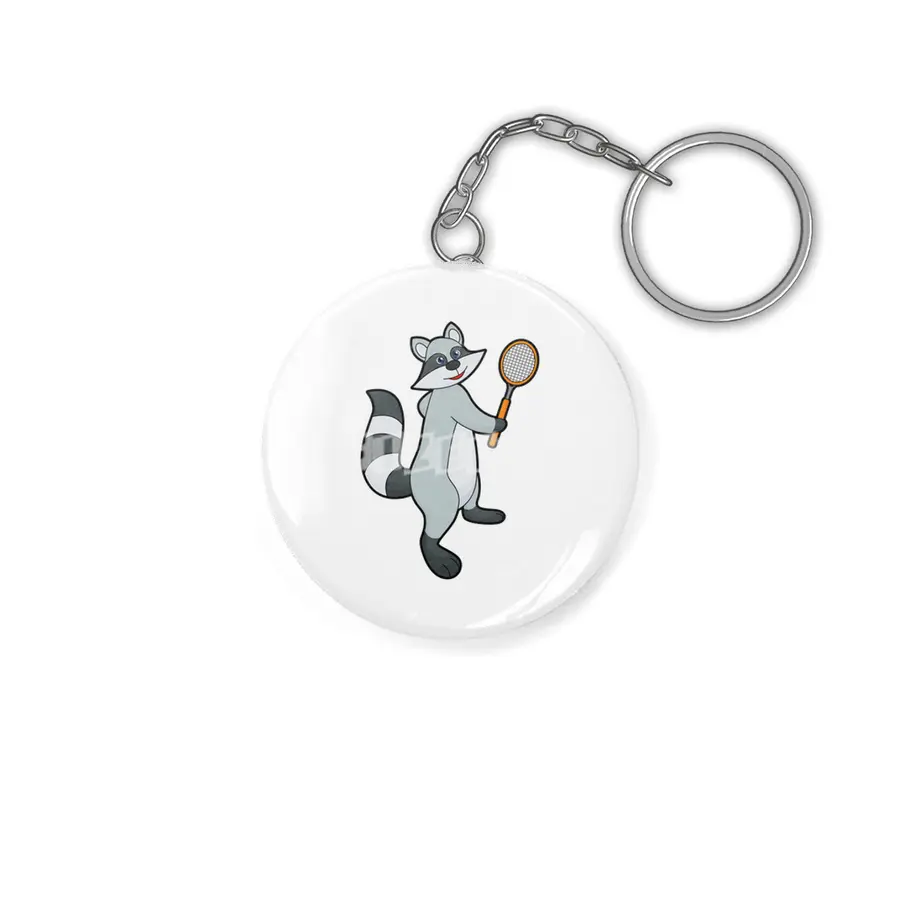 Racoon as Tennis player with Tennis racket Anahtarlık