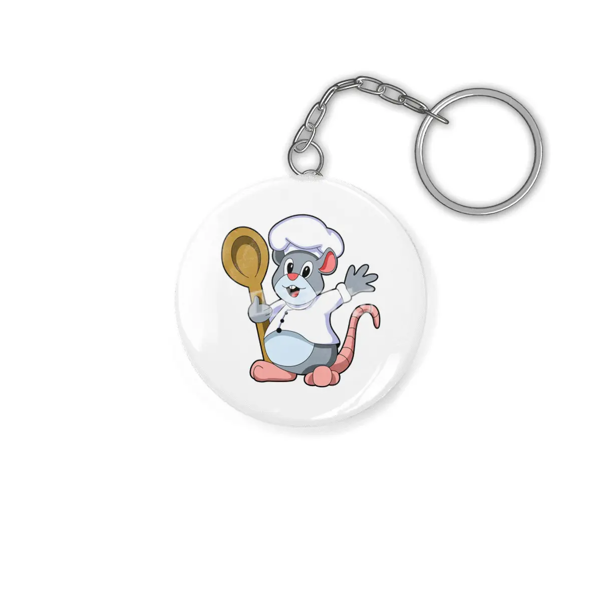Rat as Chef with Cooking apron & Wooden spoon Anahtarlık