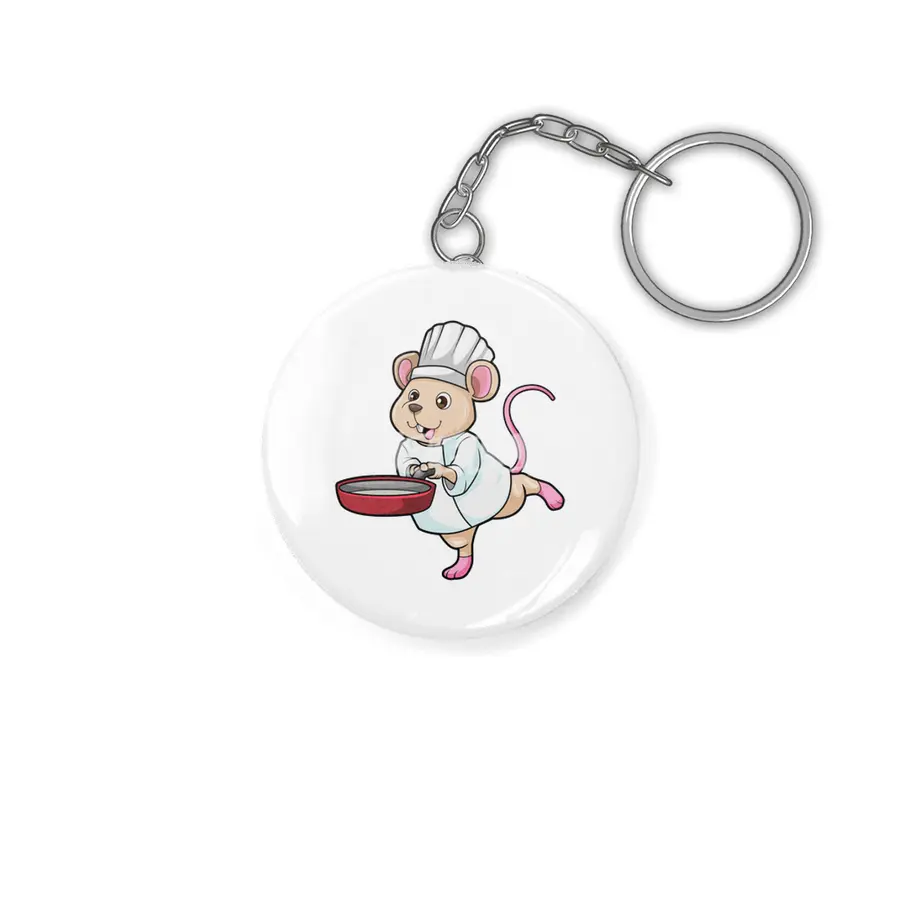 Rat as Cook with Pan & Cooking hat Anahtarlık