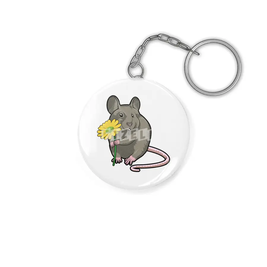 Rat with yellow Flower Anahtarlık