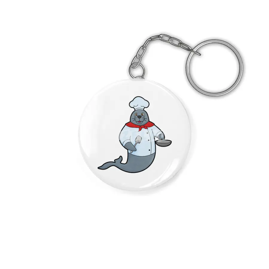 Seal as Cook with Pan & Spatula Anahtarlık