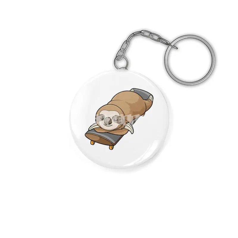 Sloth at Sleeping with Skateboard Anahtarlık
