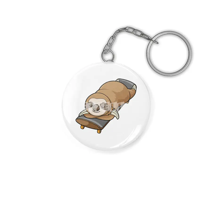 Sloth at Sleeping with Skateboard Anahtarlık